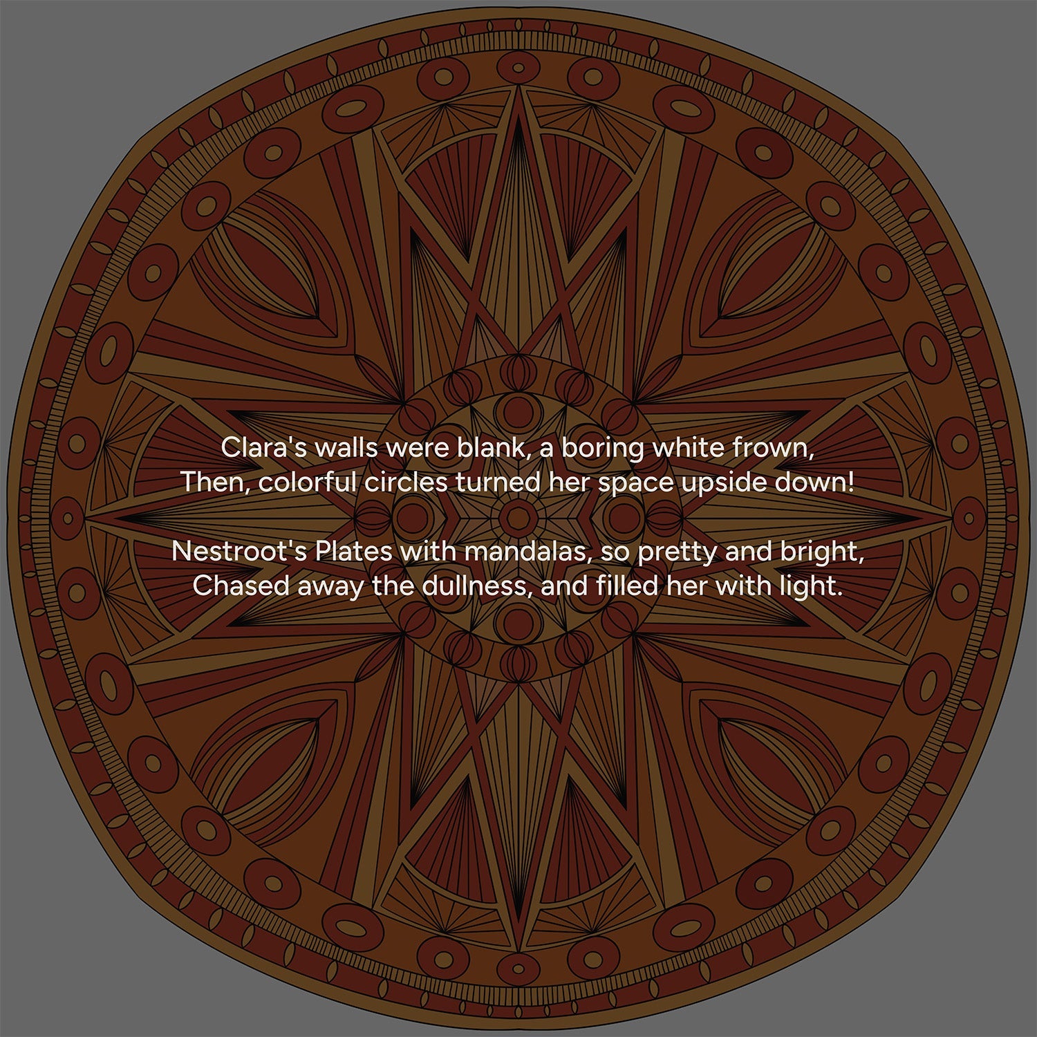 Chocolate Charm Medallion Wall Plates Set of 5