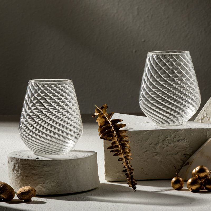 Firdaus Stemless Glasses - Twisted ribbed