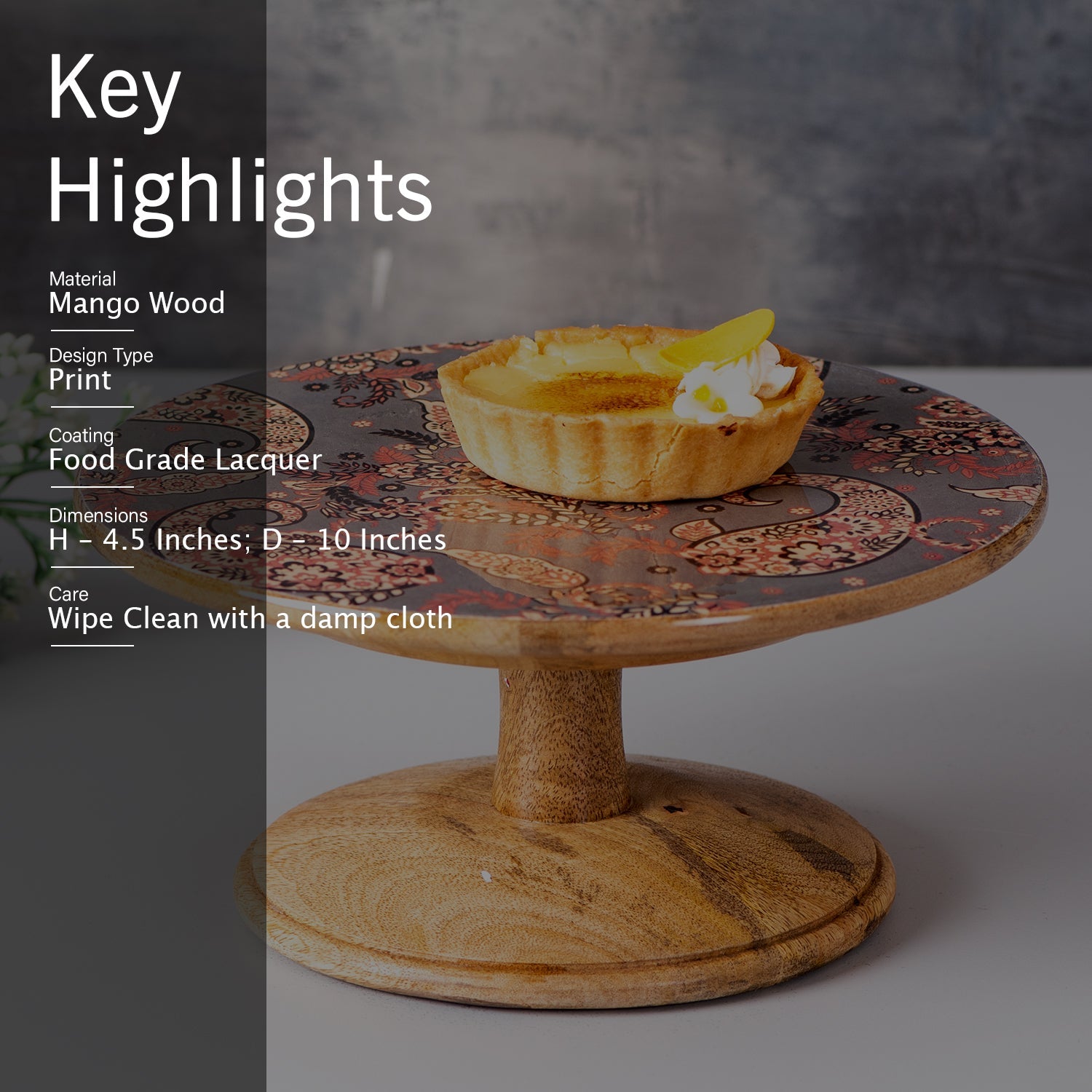 Hygge Mango Wood Cake Stand - Grey