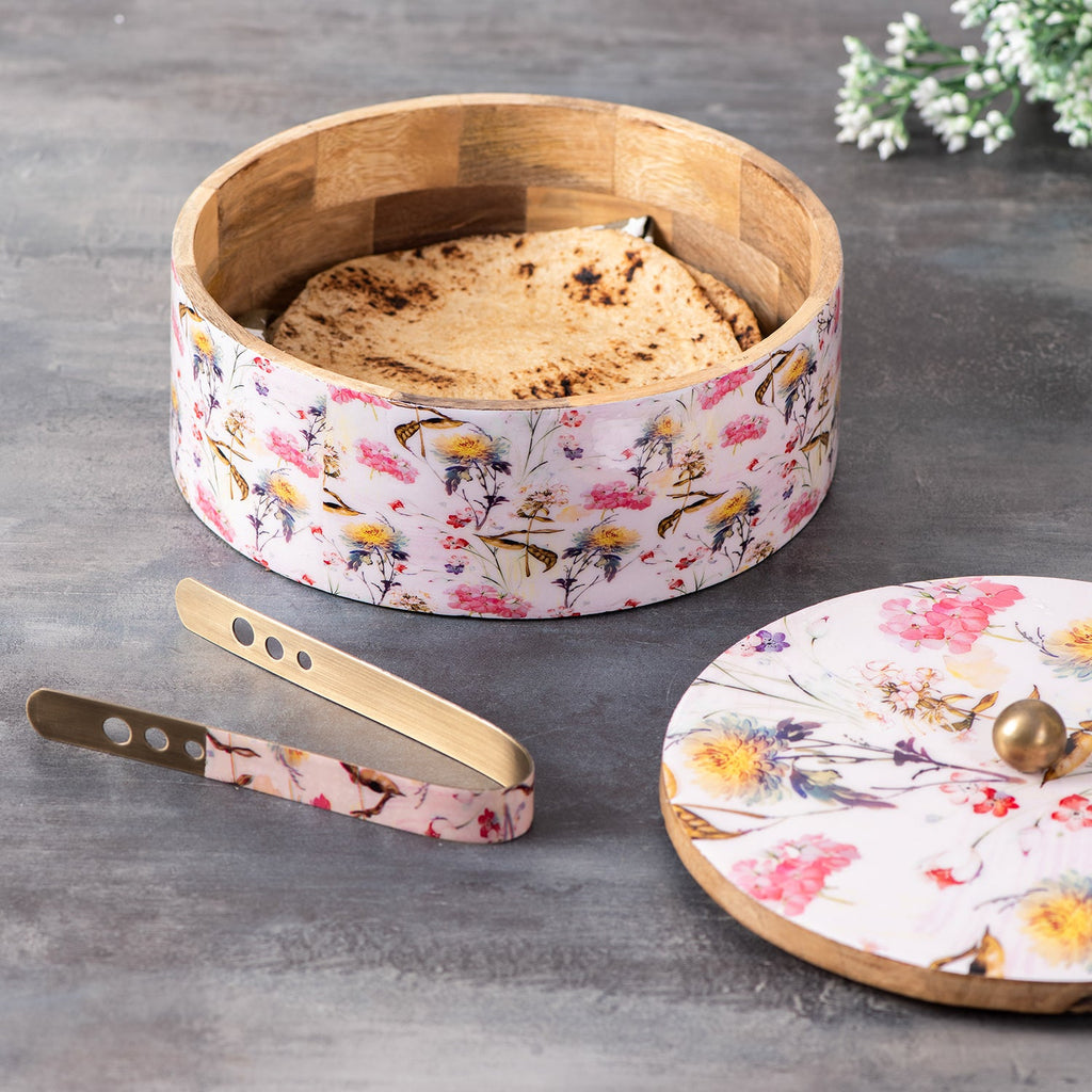 Flower Enamel Print Masala & Roti Box Set
