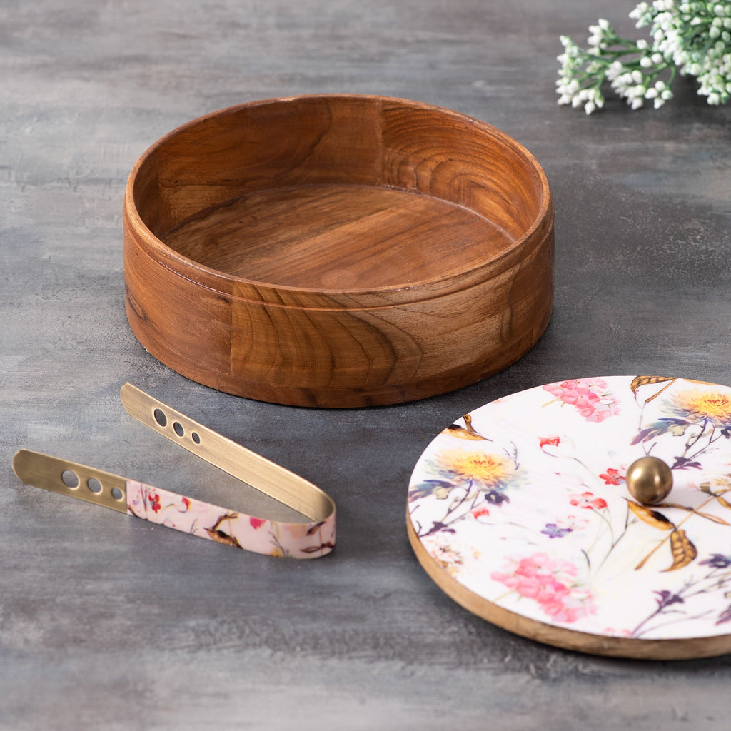 Flower Enamel Print Masala & Roti Box Set