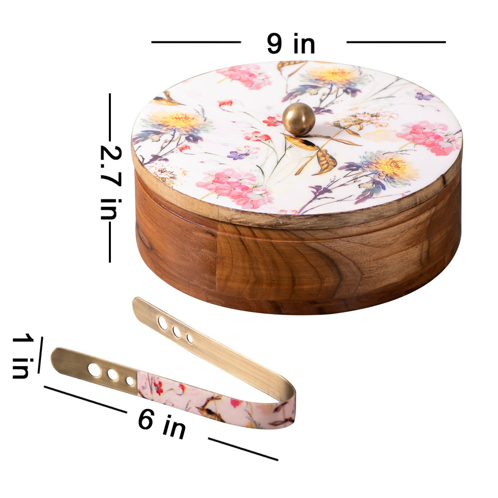 Flower Enamel Print Masala & Roti Box Set