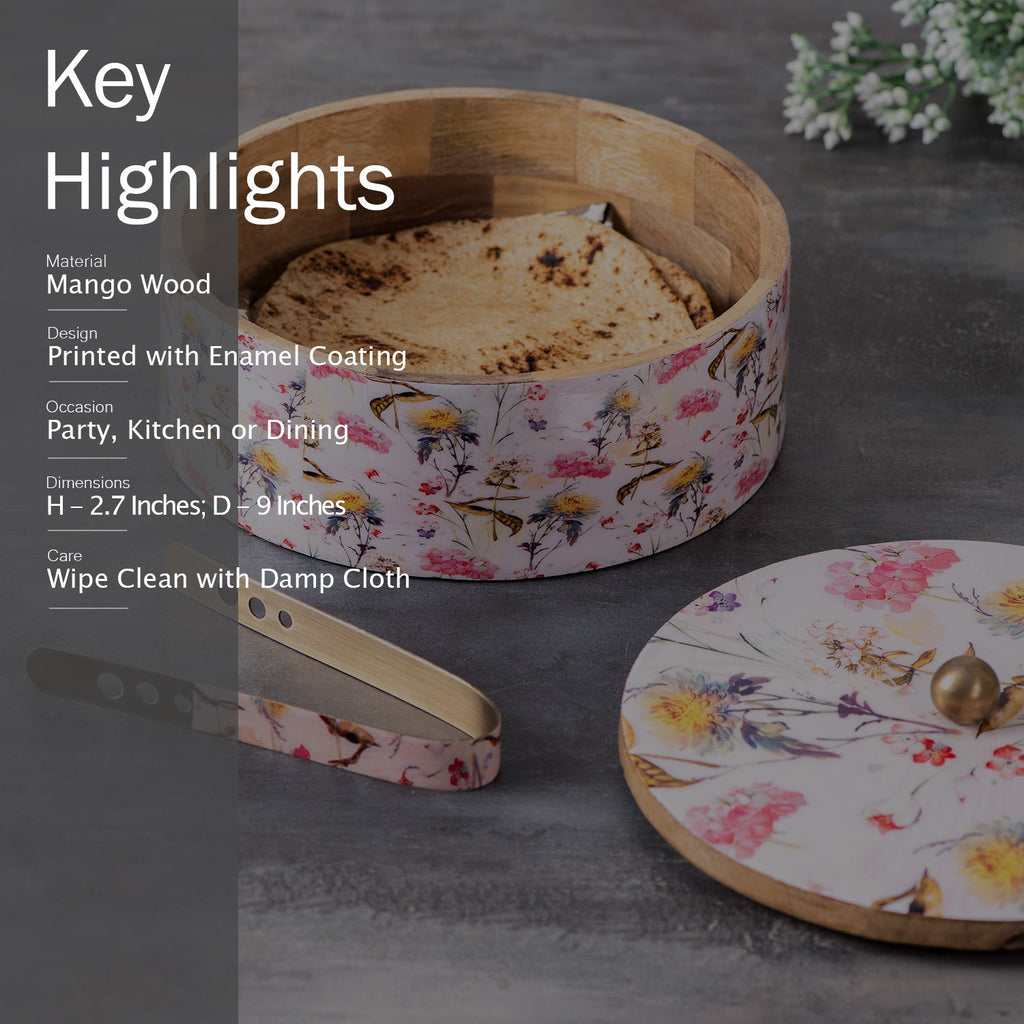 Flower Enamel Print Masala & Roti Box Set