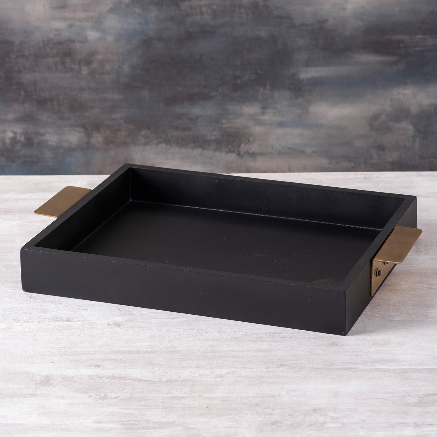 Coal MDF Serving Tip Handle Tray Gold