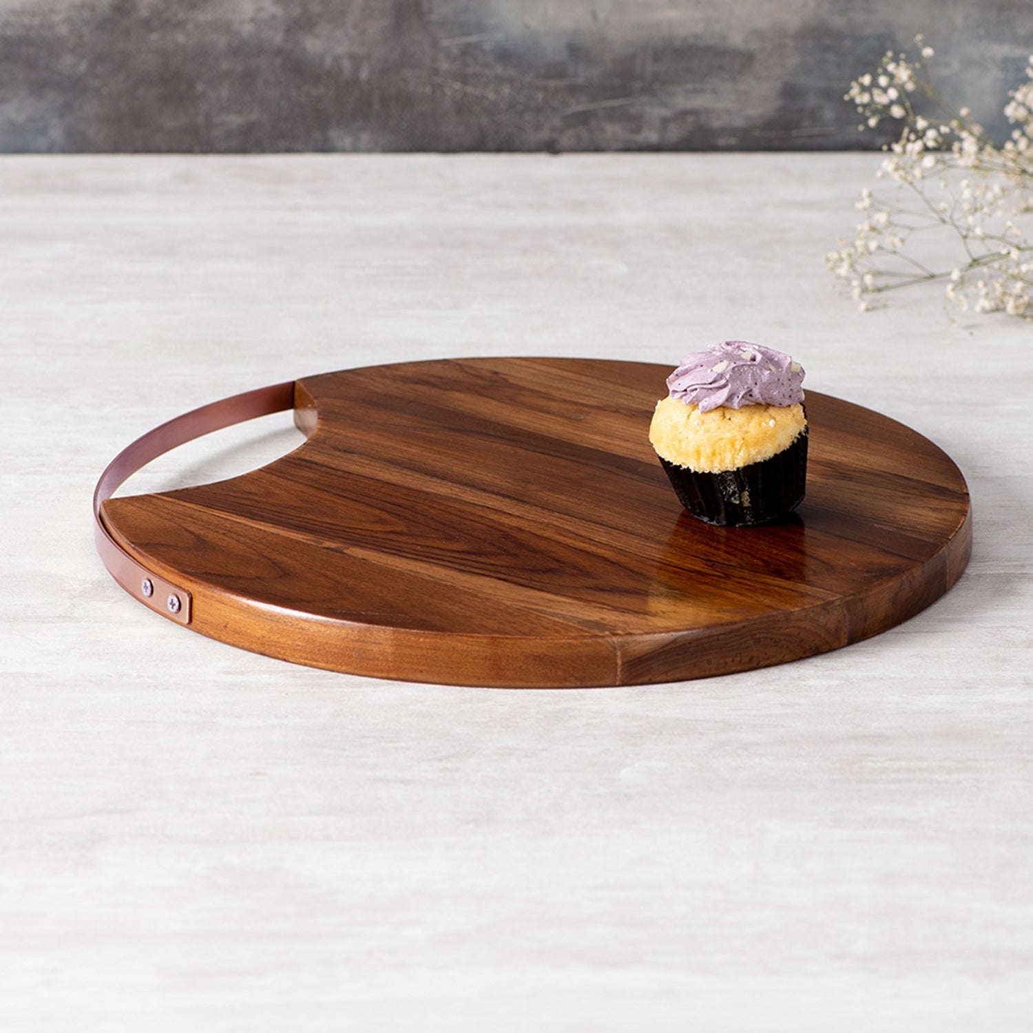 Inseparables Teak Wood Serving Platter Copper
