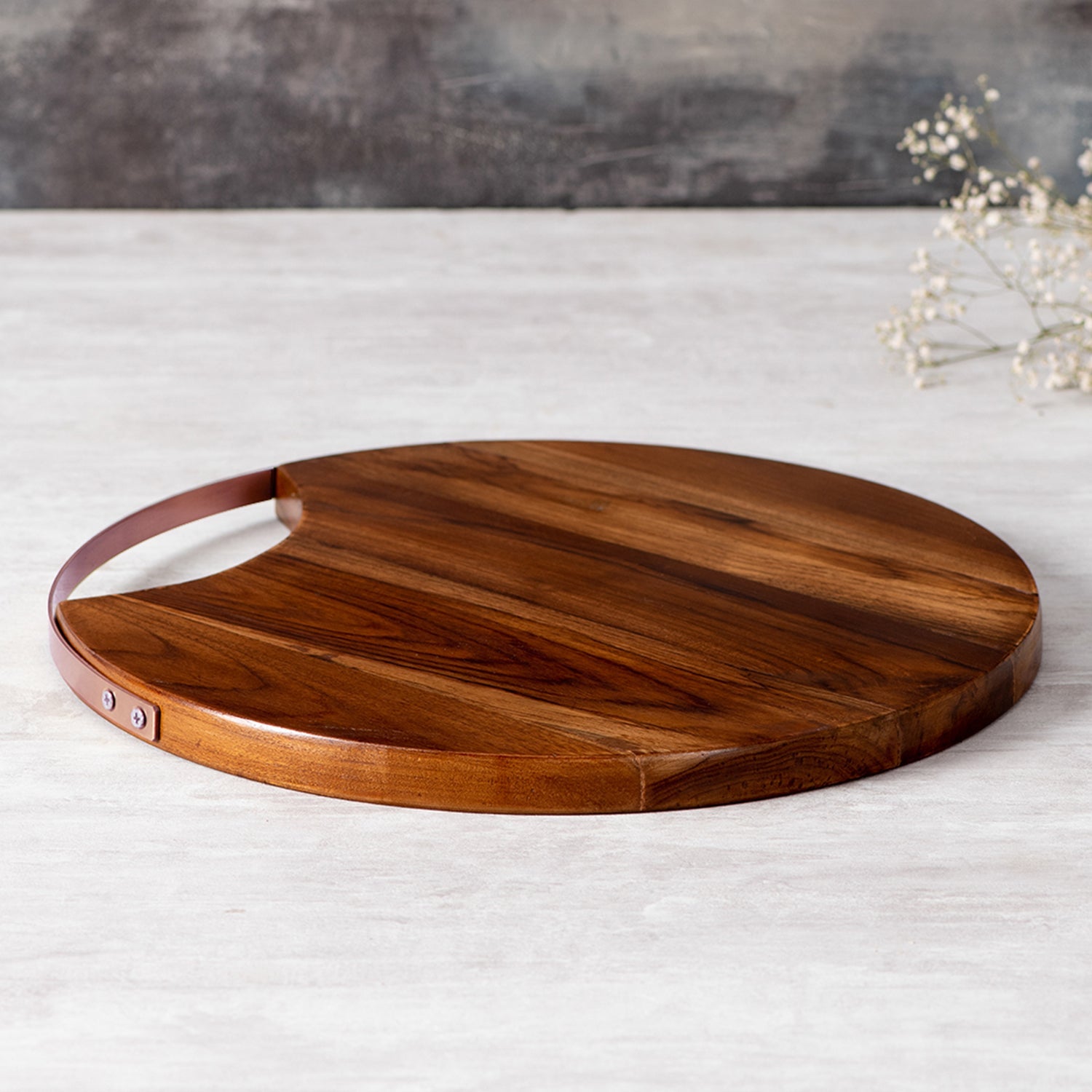 Inseparables Teak Wood Serving Platter Copper