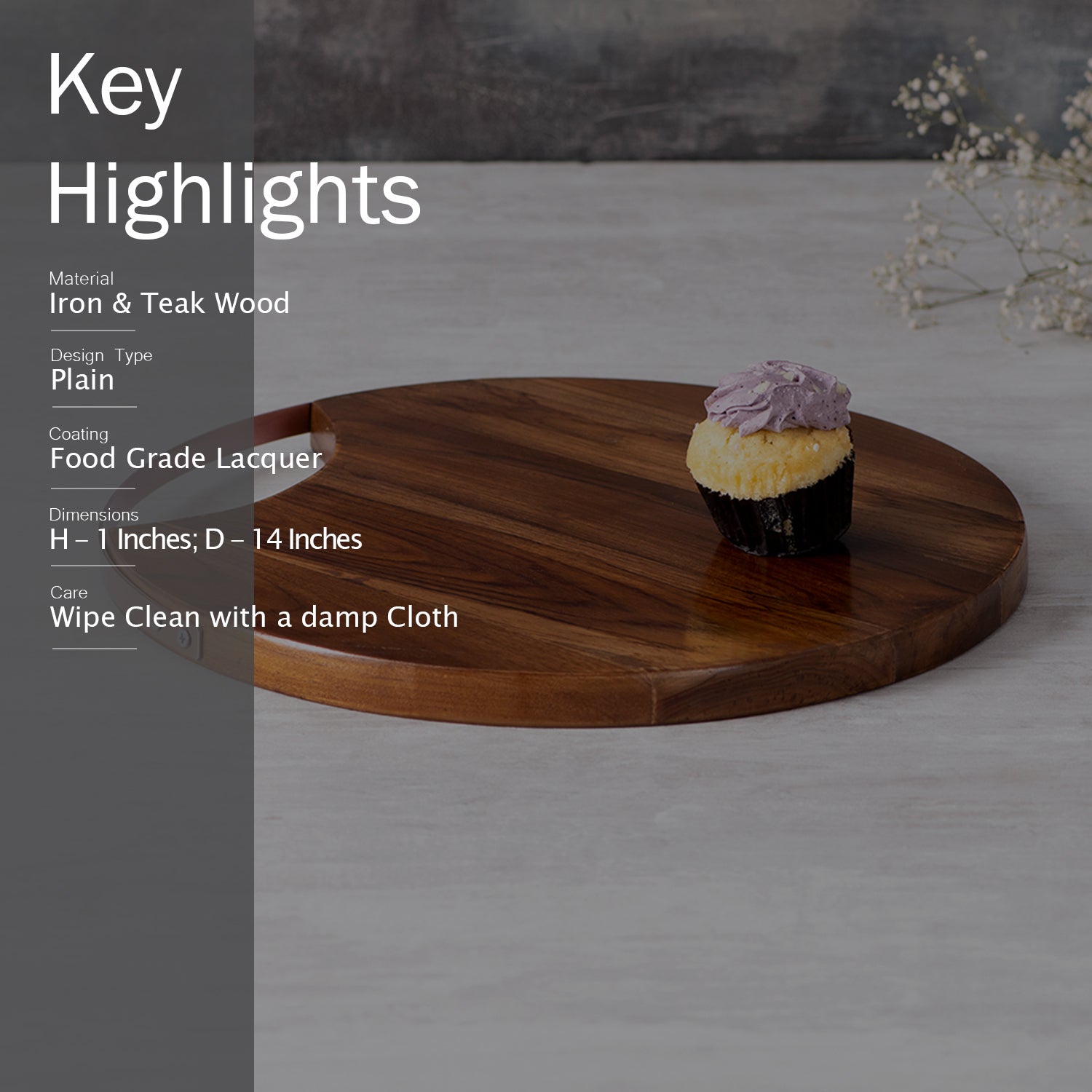 Inseparables Teak Wood Serving Platter Copper